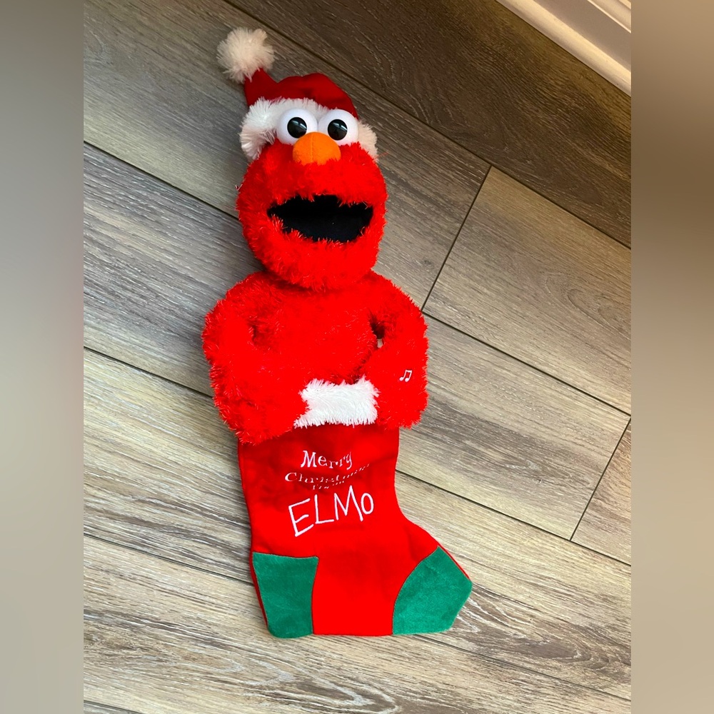 Sesame Street Elmo singing Christmas stocking